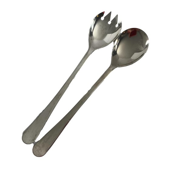 Vintage Silverplate Silver Plate Salad Serving Set Spoon Spork Fork 8.75" - Picture 1 of 4